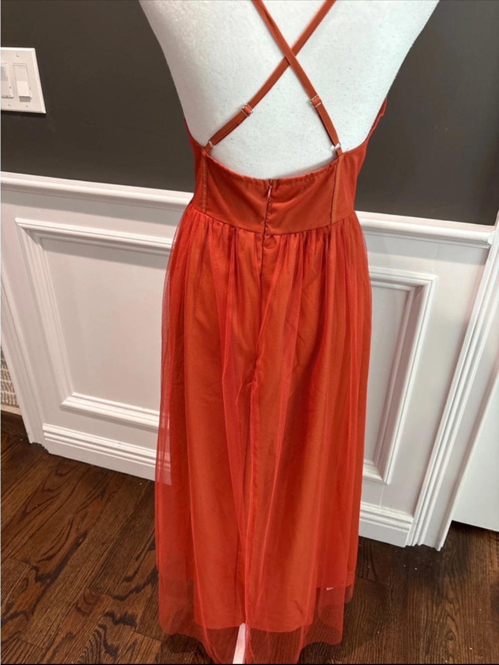 Terracotta/rust Fairycore Tulle Bustier Maxi Dress - Picture 7 of 12